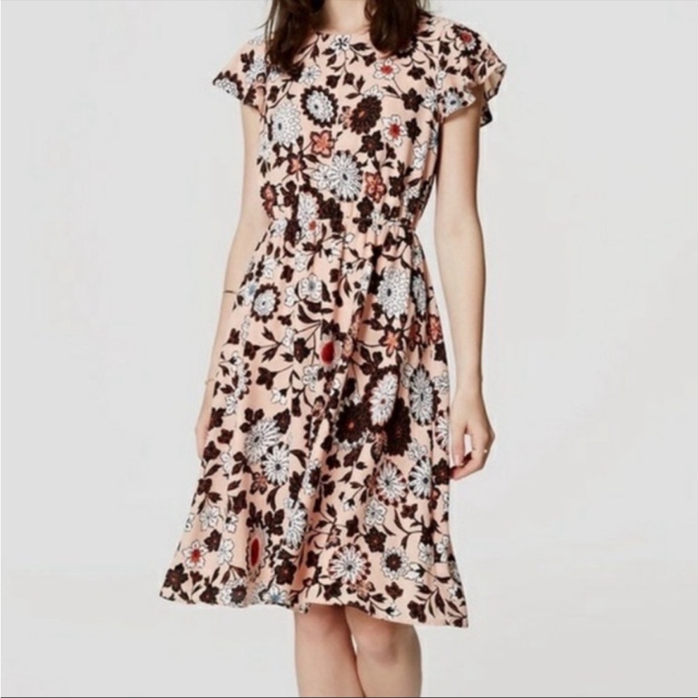 Pretty pink Loft dress with flutter sleeves